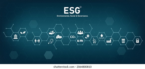 ESG banner icon concept - environmental, social and governance in sustainable and ethical business about networking and corporate connections. information solution banner vector