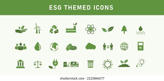 ESG banner icon set on environmental, social and governance concepts. greenery with nature ready set on a white background vector illustration