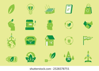 ESG banner icon set on environmental, and social. greenery with nature ready set on a chartreuse colour background vector illustration