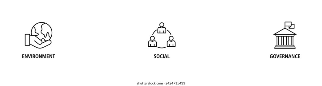 ESG banner web icon set vector illustration for Environment Social Governance of corporate sustainability performance for investment screening