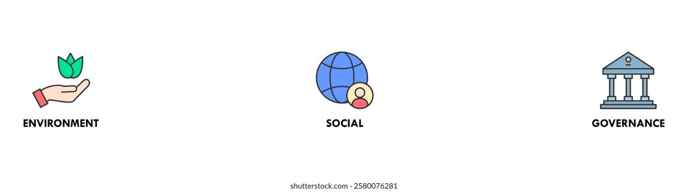 ESG banner web icon vector illustration for Environment Social Governance of corporate sustainability performance for investment screening