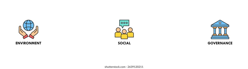 ESG banner web icon vector illustration for Environment Social Governance of corporate sustainability performance for investment screening