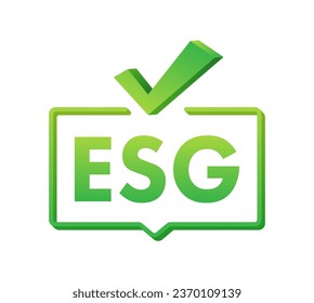 Esg business company criteria. Icon on green backdrop. Esg environmental social governance infographic. Vector stock illustration