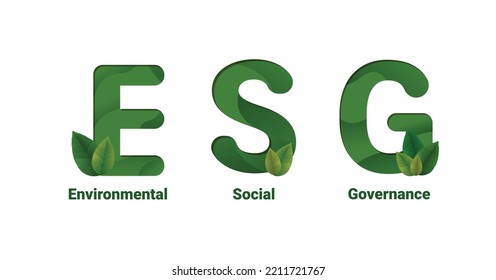 ESG business concept, Environmental, Social, Governance. Business investment analysis model. Socially responsible investing strategy. Corporate sustainability performance. Vector illustration.