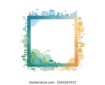 ESG in community with square frame and Environmental social governance elements vector illustration graphic EPS 10