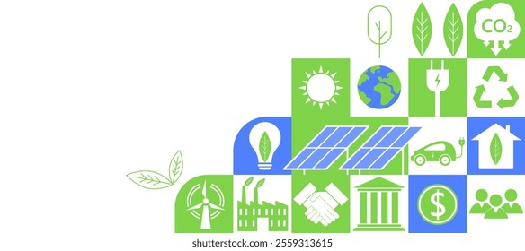 ESG concept  for business and organization, Environment, Social, Governance and sustainability development concept. Vector illustration, Infographic,Web Banner.