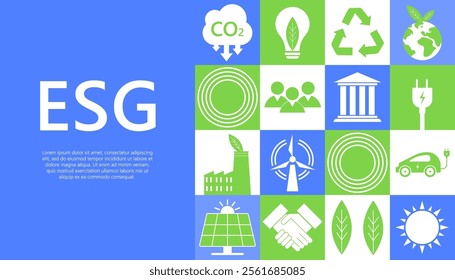 ESG concept  for business and organization, Environment, Social, Governance and sustainability development concept. Vector illustration, Infographic,Web Banner.