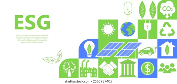 ESG concept  for business and organization, Environment, Social, Governance and sustainability development concept. Vector illustration, Infographic,Web Banner.