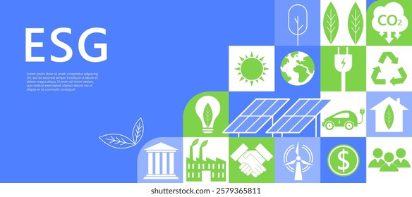 ESG concept  for business and organization, Environment, Social, Governance and sustainability development concept. Vector illustration, Infographic,Web Banner.