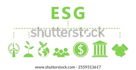 ESG concept  for business and organization, Environment, Social, Governance and sustainability development concept. Vector illustration, Infographic,Web Banner.