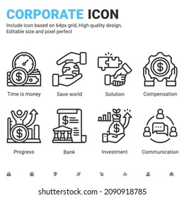 ESG concept environmental icon with outline style isolated on white background. Vector illustration corporate governance, social sign symbol concept for corporate. Editable stroke and pixel perfect