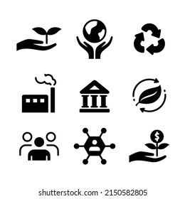 ESG Concept. Environmental, Social, And Corporate Governance Related Editable Silhouette Icons Set 