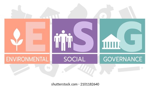 ESG concept of environmental, social and governance in sustainable and ethical business, vector illustration