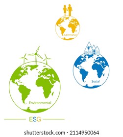 ESG Concept Of Environmental, Social And Governance; Sustainable Development. Vector Illustration EPS 10