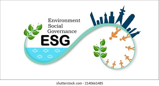 Concepto de ESG de gobernanza ambiental, social y de gobernanza. palabras ESG en un bloque de madera Es una idea para el desarrollo organizacional sostenible. ​ relación del medio ambiente, la sociedad y la gestión empresarial