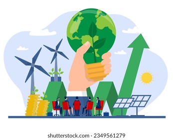 ESG concept of environmental, social and governance people share  the planet Earth gear  with ecology problem ESG  renewable, green, safe green eco energy environmental vector