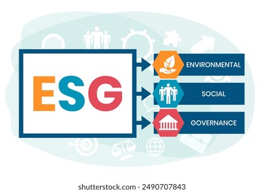 ESG concept of environmental, social and governance in sustainable and ethical business, vector illustration