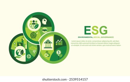 ESG concept icon for business and organization, Environment, Social, Governance and sustainability development concept. vector illustration, Infographic.