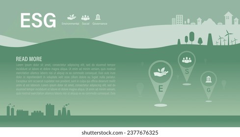 ESG concept icon for  Environment, Social, Governance and sustainability development concept with Green vector illustration