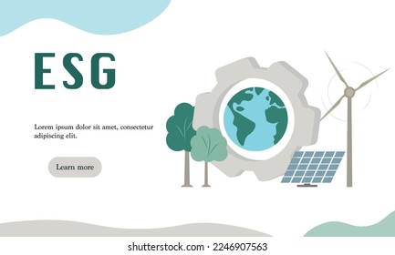 ESG concept. Information banner calls to commemorate this company's contribution to environmental, social issues. Vector illustration