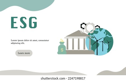 ESG concept. Information banner calls to commemorate this company's contribution to environmental, social issues. Vector illustration
