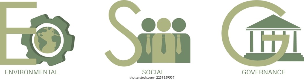 ESG concept. Information banner calls to commemorate this company's contribution to environmental, social issues. Vector illustration