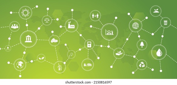 ESG concept on environment, society and good governance on a green background with connections It is an idea for sustainable organizational development.