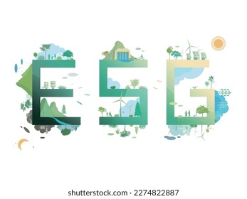 ESG and ECO friendly community A012 ESG text shows by the green environmental its suit to add words inside about ESG - Environmental, Social, and Governance vector illustration graphic EPS 10