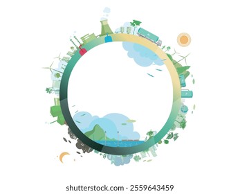 ESG and ECO friendly community circle frame shows the important of sustainable energy  vector illustration graphic EPS 10