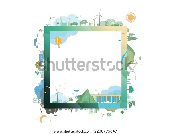 ESG and ECO friendly community frame-square 2\
shows by the green environmental its suit to add words inside about\
ESG - Environmental, Social, and Governance vector illustration\
graphic EPS 10