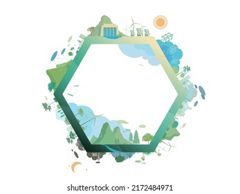 ESG and ECO friendly community with hexagon shows by the green environmental its suit to add words inside about ESG - Environmental, Social, and Governance vector illustration graphic EPS 10