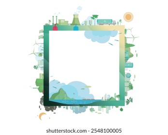 ESG and ECO friendly community square frame shows the important of sustainable energy  vector illustration graphic EPS 10