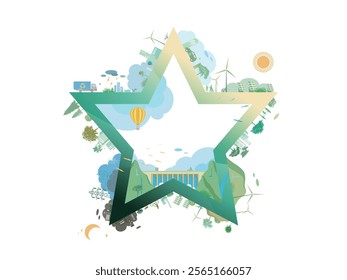 ESG and ECO friendly community star with green environmental shows the Infinite possibilities for environment vector illustration graphic EPS 10