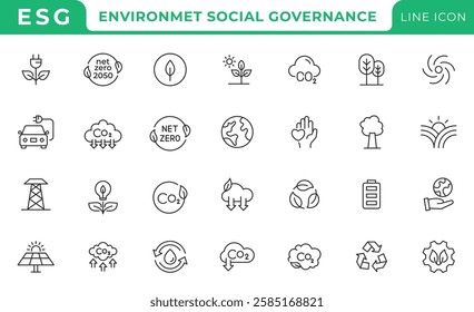 ESG, ecology, environment, social, governance. Otuline icon set