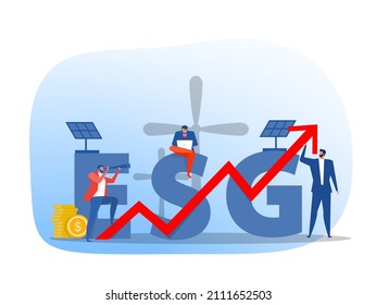 ESG oder Ökologie-Problemkonzept, Geschäftsmann Analysten ESG Wachstum investieren Konzept Vektorgrafik-Illustrator