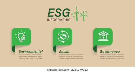 ESG Environment, Social, Governance, corporate infographic. Business diagram about ESG concept.