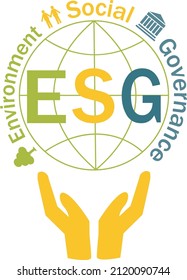 ESG Environment Social Governance Infographic. Sustainable And Ethical Business Model. Vector Illustration. 
ESG Logo