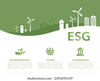 ESG Environment, Social and Governance Infographic Business Investment Analysis Model Socially responsible investment strategies. Vector illustration