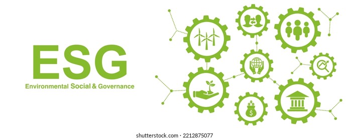 ESG Environment Society y Buena Gobernanza ilustración vectorial con icono verde con fondo blanco para banners web, etc.