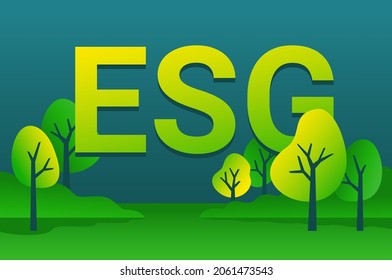 ESG - Environmental, Social And Corporate Governance. Collective Conscientiousness For Social And Environmental Factors. Vector Banner