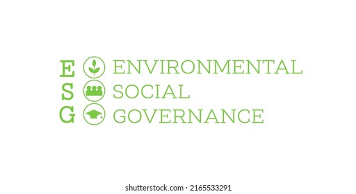 ESG Environmental Social Corporate Governance Business. Sustainable Development Growth Concept. Green Eco Friendly Label Sign Symbol Isolated On White. Company Investment Quality Score Credit Rating.