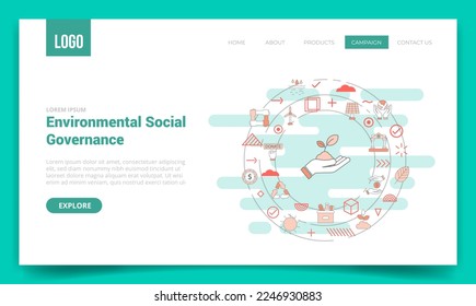 esg concepto de gobernanza social ambiental con icono de círculo para plantilla de sitio web o página de inicio