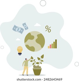 ESG or environmental social governance finance investing.Business eco principles with sustainable.flat design.illustration with people.