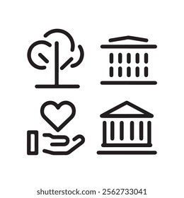 ESG, Environmental, Social, and Governance line editable icons set.