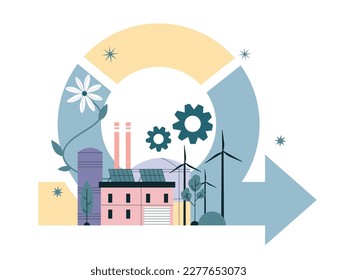 ESG. Environmental social governance, sustainable global system. Environmental protection and social responsibility. Climate preservation, society and economy development. Flat vector illustration