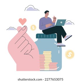 ESG. Environmental social governance, sustainable global system. Environmental protection and social responsibility. Climate preservation, society and economy development. Flat vector illustration