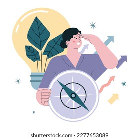 ESG. Environmental social governance, sustainable global system. Environmental protection and social responsibility. Climate preservation, society and economy development. Flat vector illustration