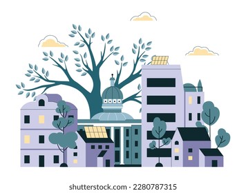 ESG. Environmental social governance, sustainable global system. Environmental protection and social responsibility. Climate preservation, society and economy development. Flat vector illustration