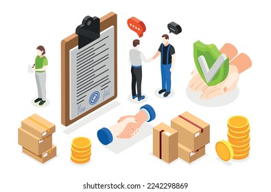 Esg environmental social governance taking care of staff rights isometric concept composition with 3d elements vector illustration