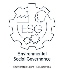 ESG Environmental Social Governance. Vector linear icon isolated on white background.